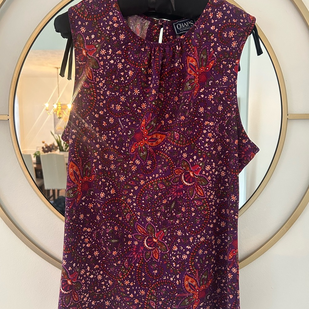 Chaps Women's Top in Purple and Red Paisley Floral